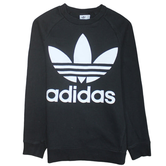 Adidas Womens Black XS Pullover Sweatshirt with Logo Print