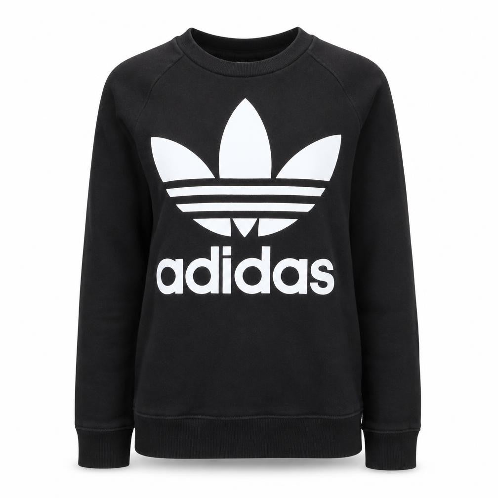 Adidas Womens Black XS Pullover Sweatshirt with Logo Print