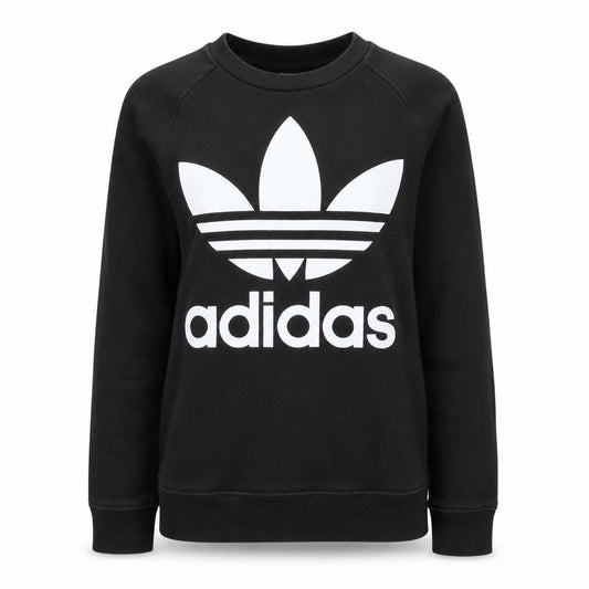 Adidas Womens Black XS Pullover Sweatshirt with Logo Print