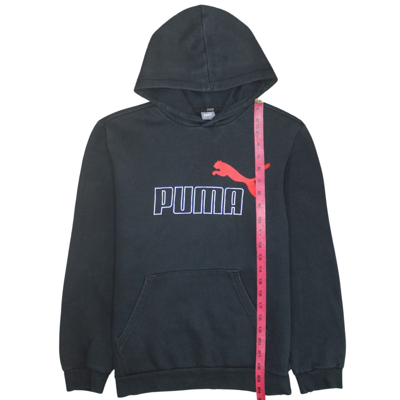 Puma Boys Black Pullover Hoodie 15-16 Years Fleece Graphic Logo Sweatshirt