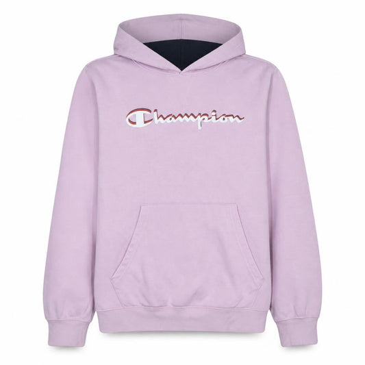 Front view of Champion girls’ pink pullover hoodie 15-16 years cotton blend logo sweatshirt