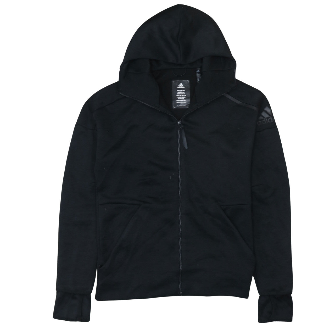 Adidas Men’s Black Full Zip Hoodie Size M Regular Fit Sportswear