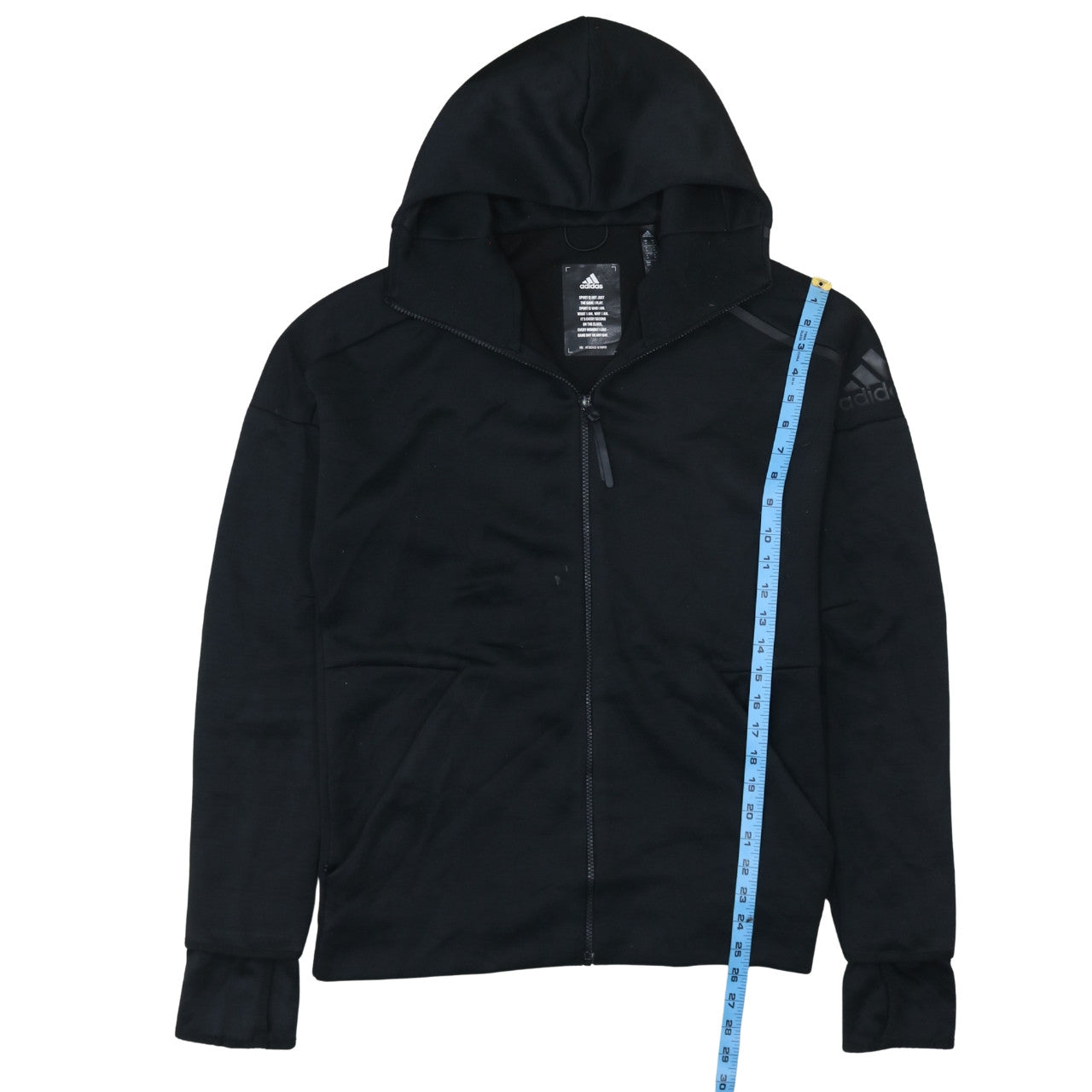 Adidas Men’s Black Full Zip Hoodie Size M Regular Fit Sportswear
