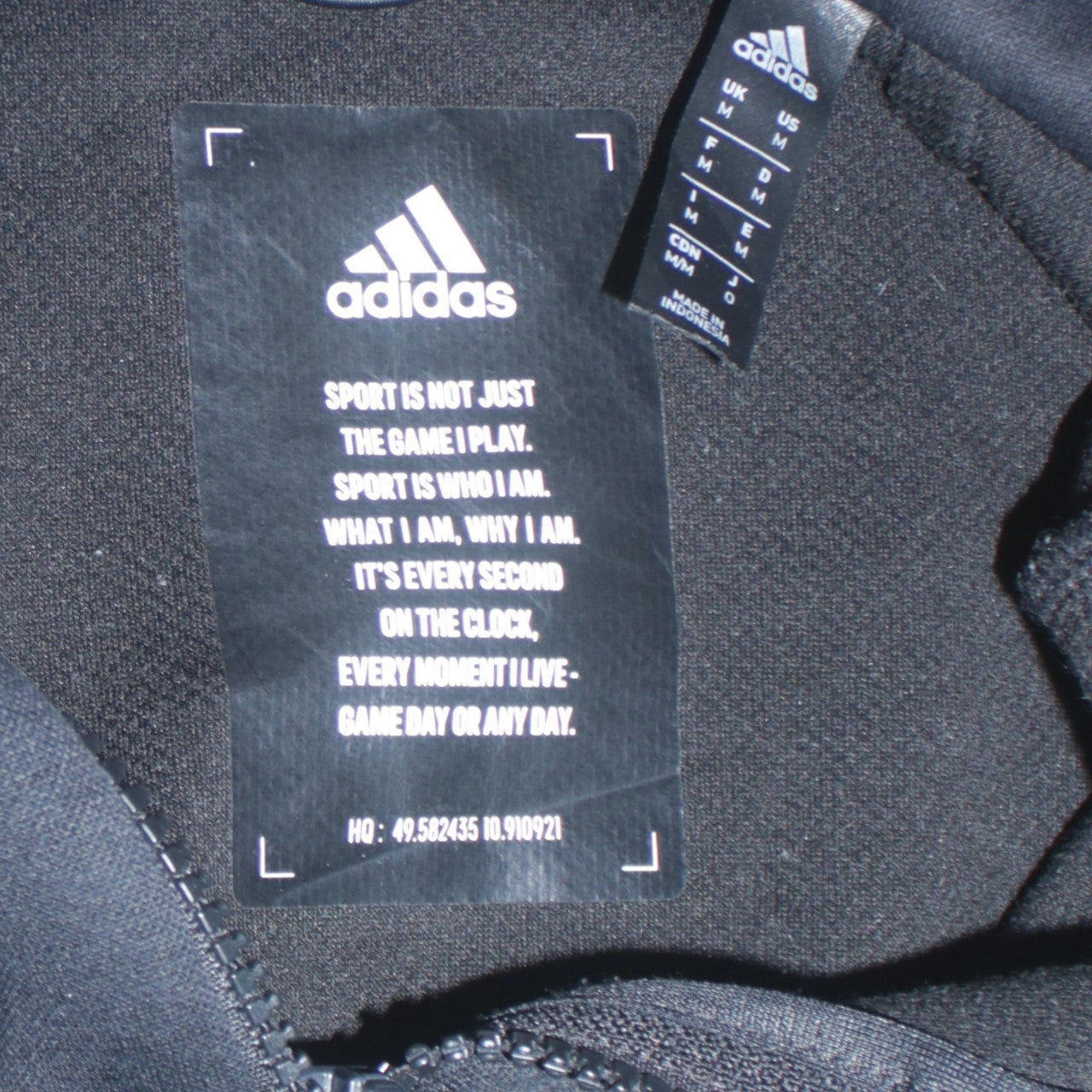 Adidas Men’s Black Full Zip Hoodie Size M Regular Fit Sportswear