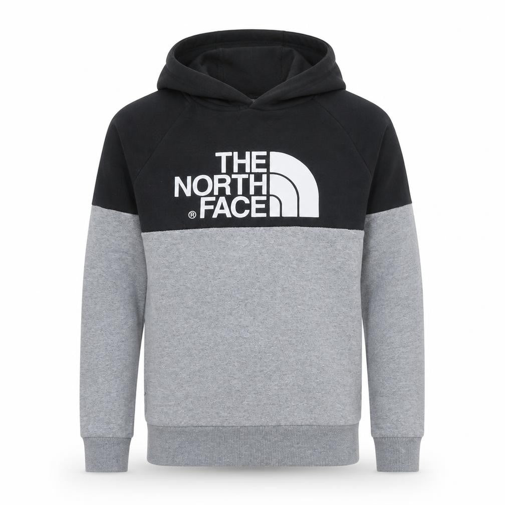 The North Face Boys Grey & Black Pullover Hoodie L Logo Sweatshirt