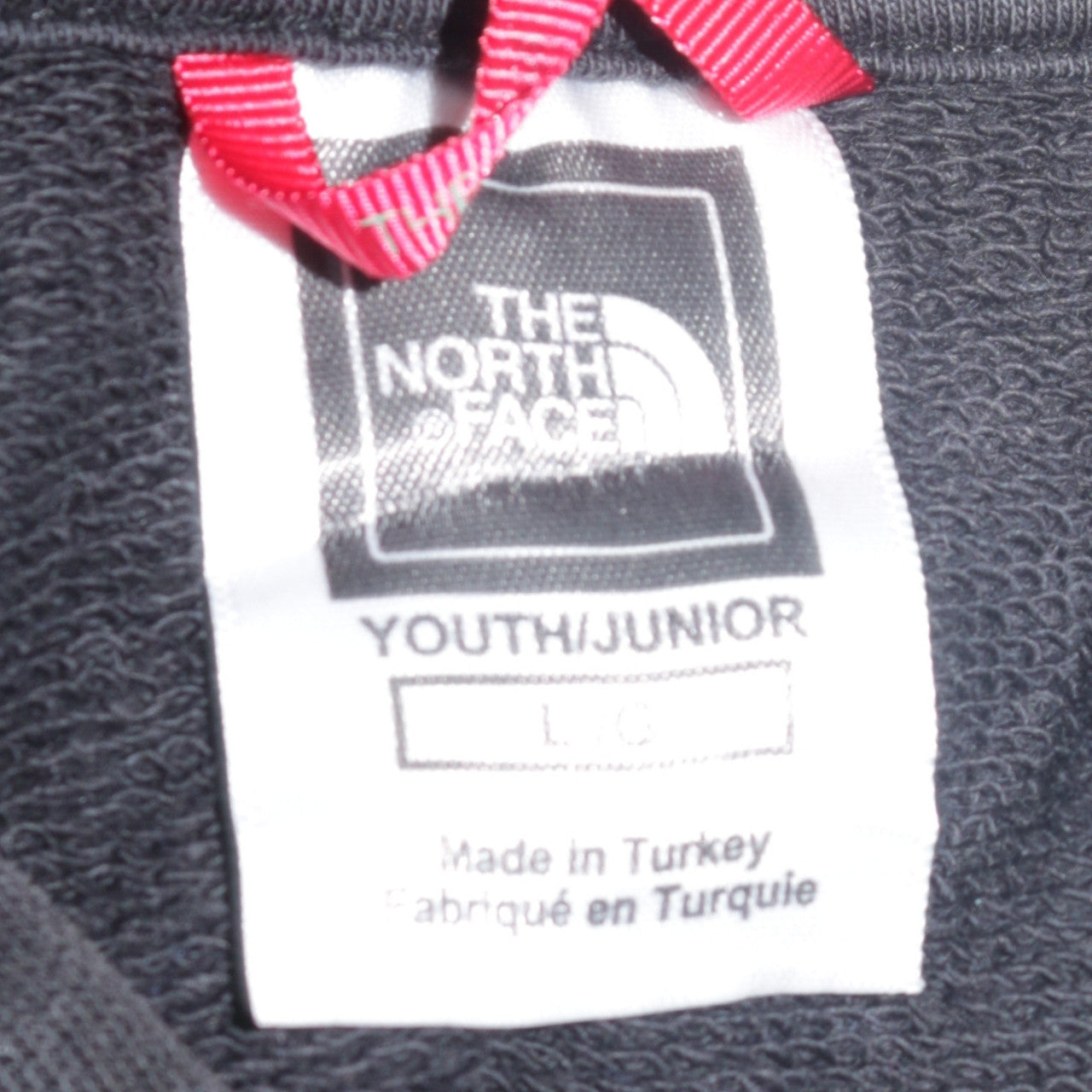 The North Face Boys Grey & Black Pullover Hoodie L Logo Sweatshirt