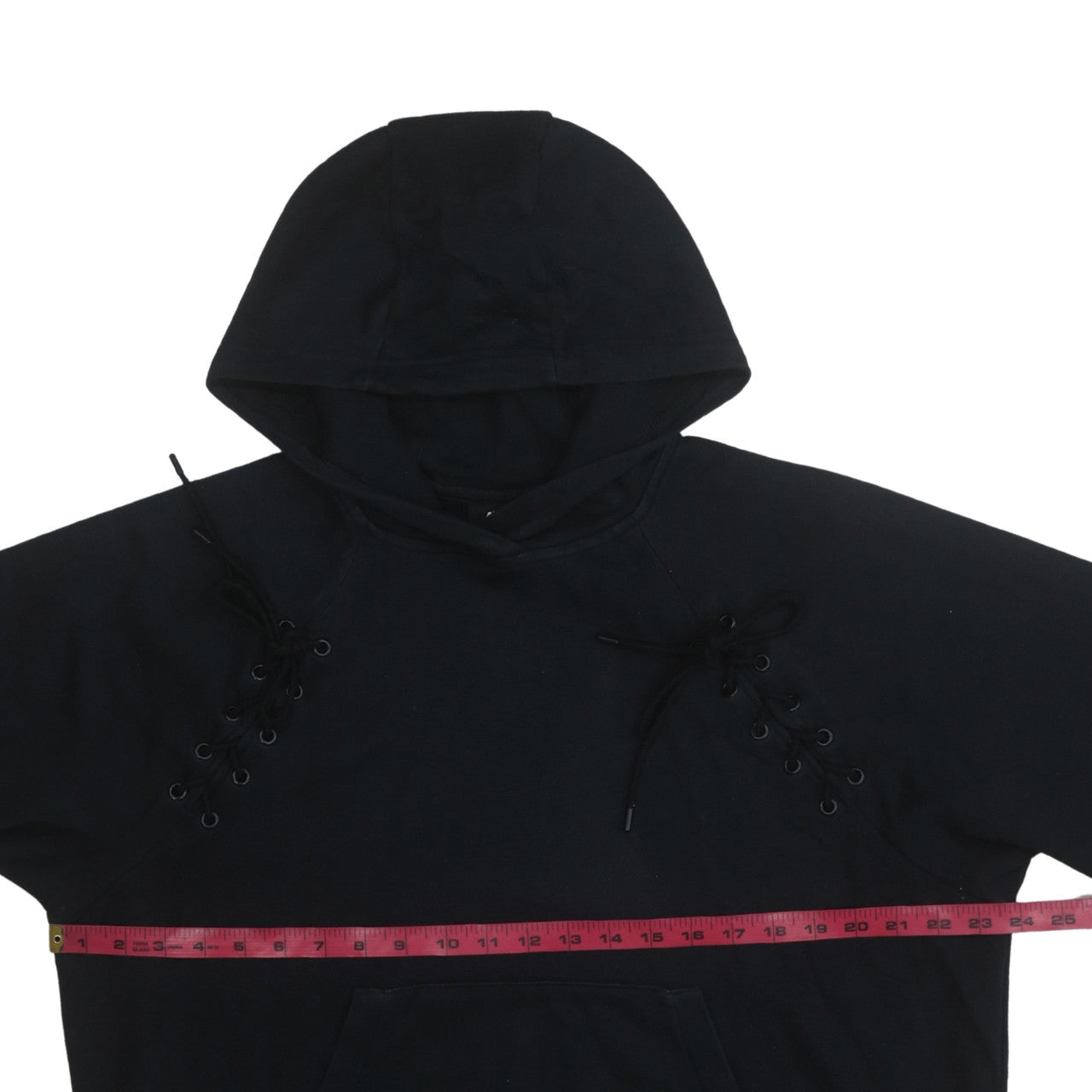 Nike Women Black Lace Up Pullover Hoodie Medium Cotton Blend