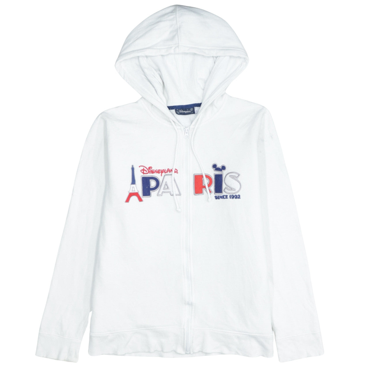 Disneyland Paris White XL Women's Full Zip Hoodie with Mickey Design