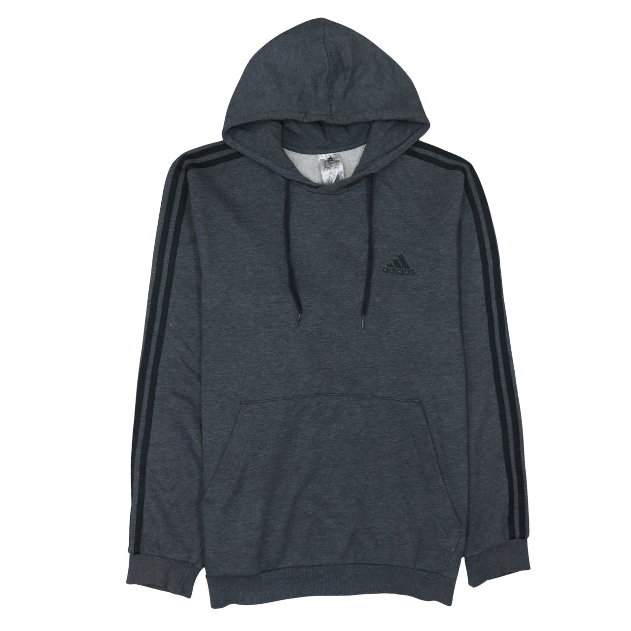 Adidas Men’s Grey XL Pullover Hoodie with Logo Stripes