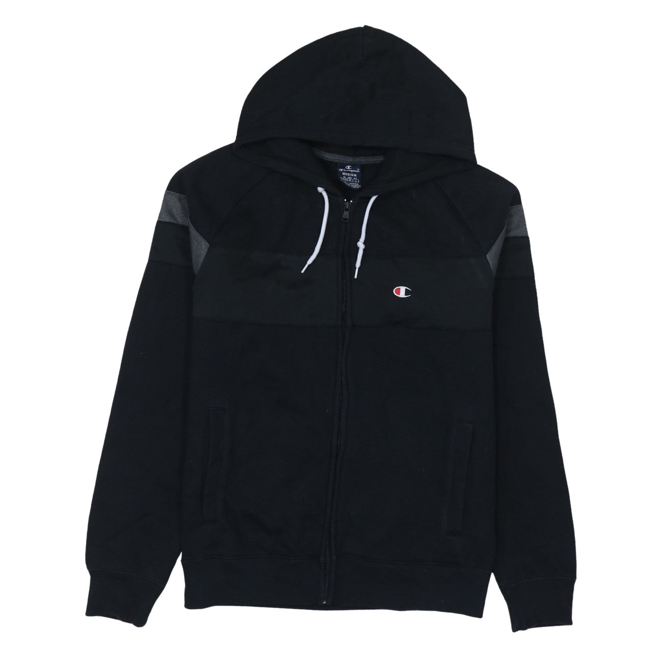 Champion Mens Black Full Zip Hoodie Medium Sports Casual