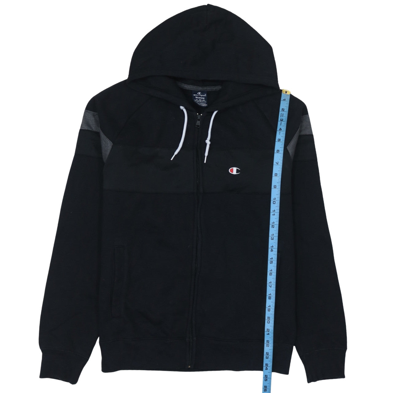 Champion Mens Black Full Zip Hoodie Medium Sports Casual