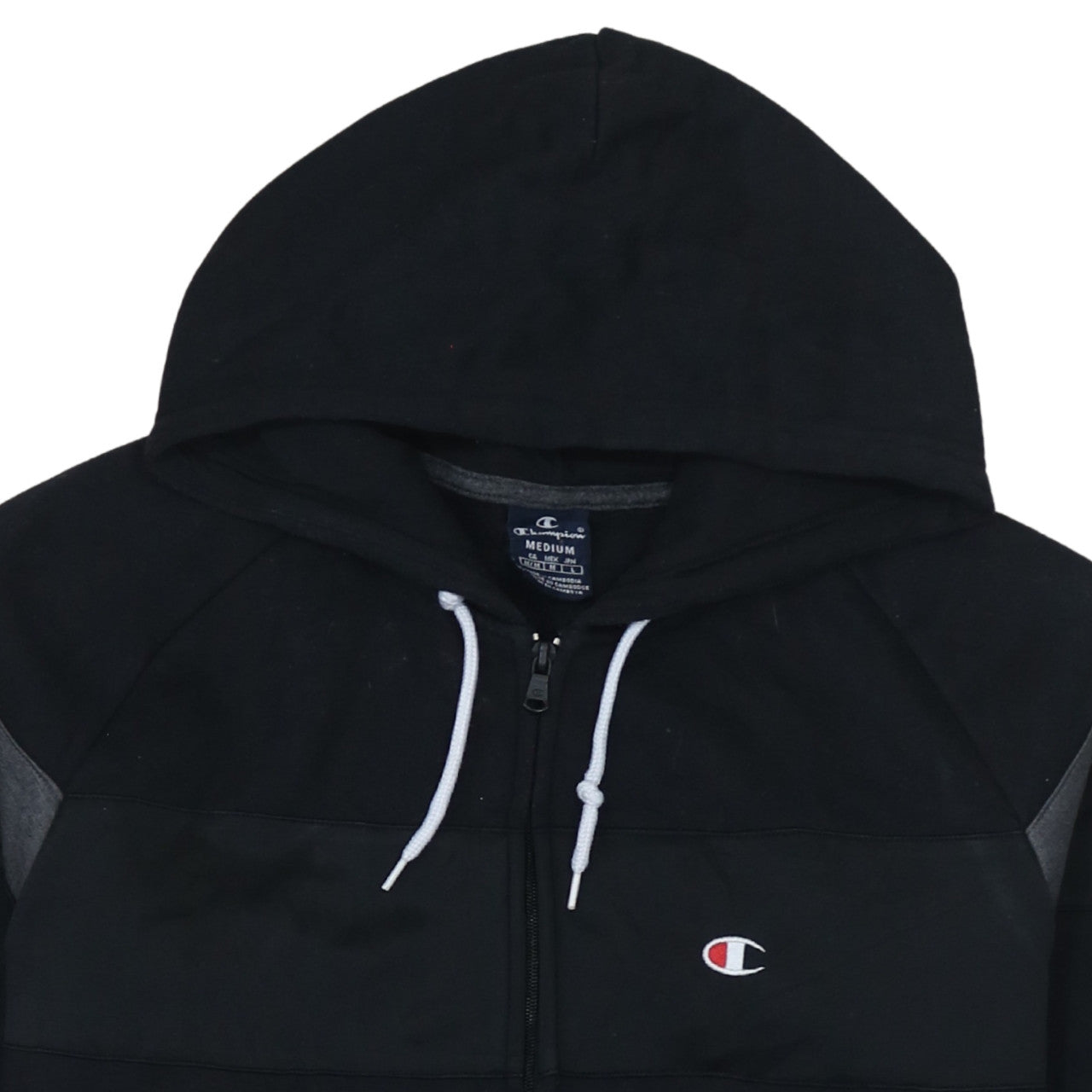 Champion Mens Black Full Zip Hoodie Medium Sports Casual