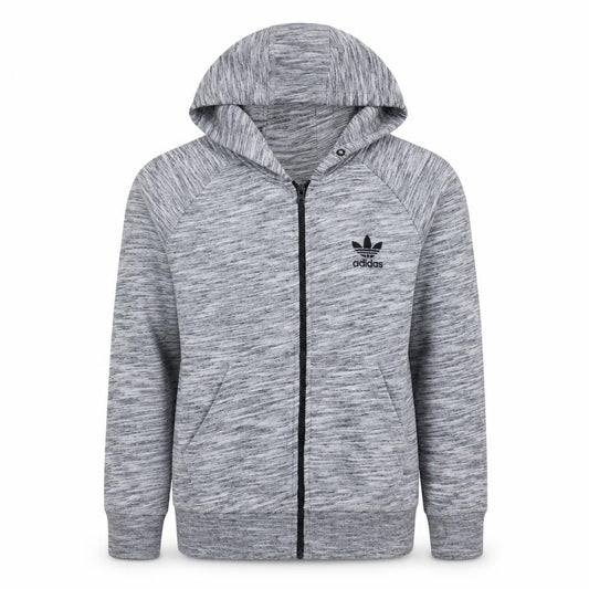 Adidas Women Grey Full Zip Hoodie Size 10 UK Hooded Sweatshirt