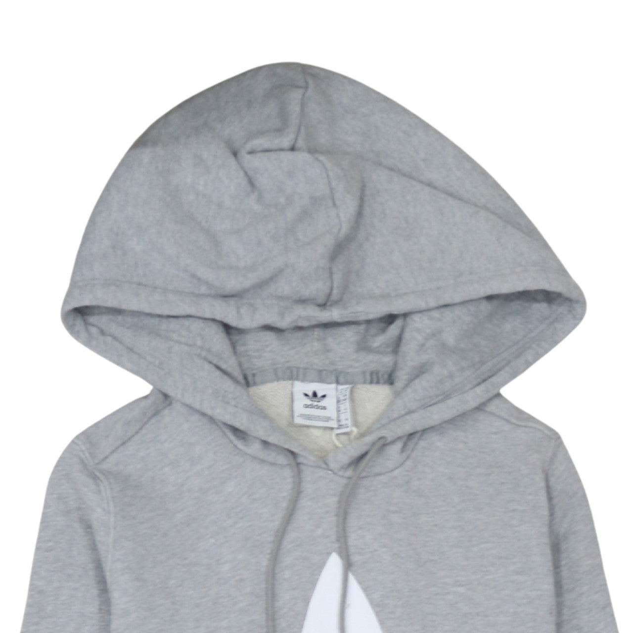 Adidas Women Grey Pullover Hoodie Size 14 Logo Print Cotton Blend