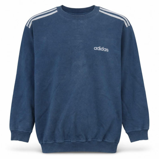 Adidas Mens Blue Embroidered Logo Pullover Sweatshirt Size L