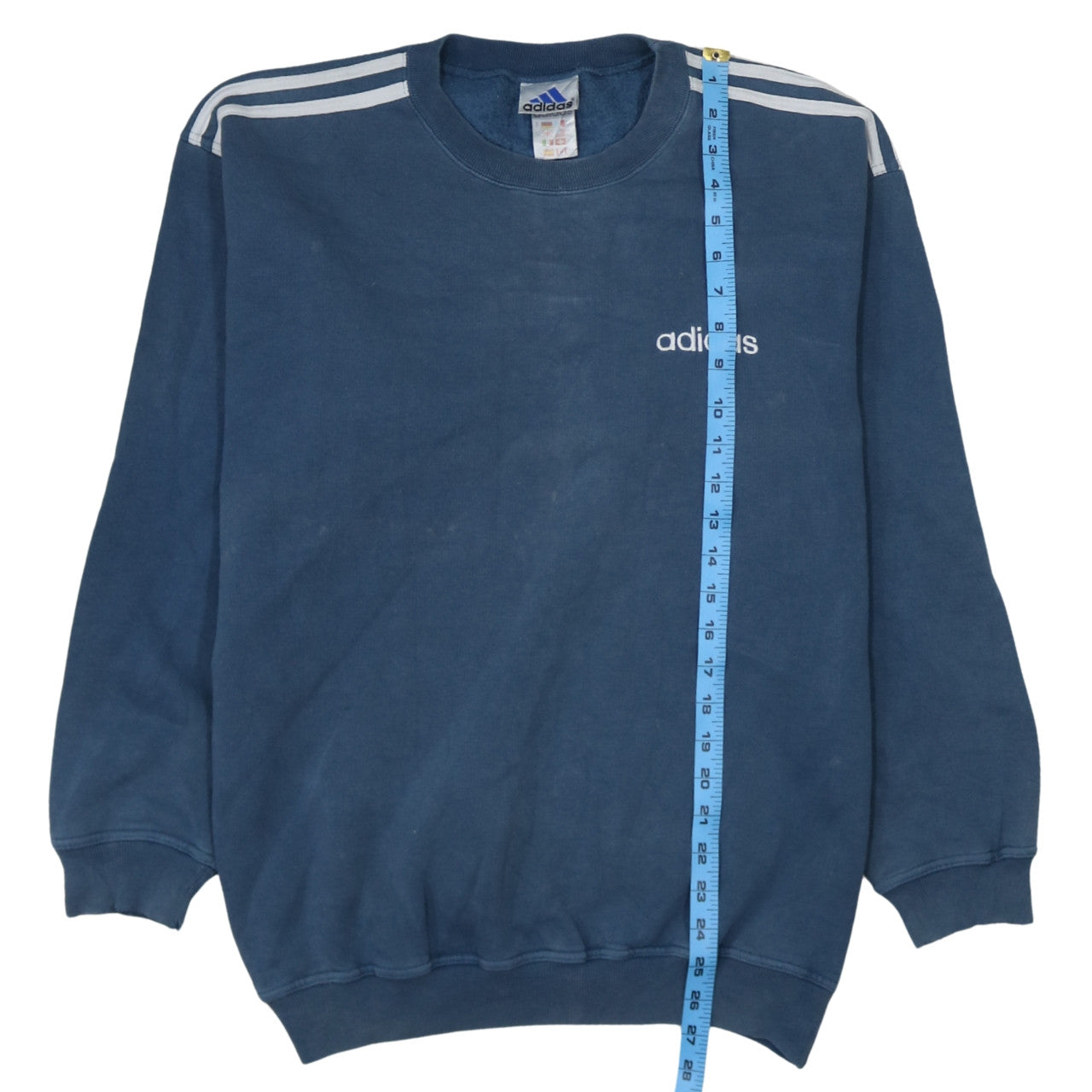 Adidas Mens Blue Embroidered Logo Pullover Sweatshirt Size L