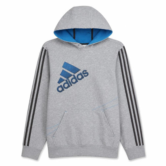 Adidas Mens Grey Hoodie M Pullover Logo Hoodie with Blue Lining