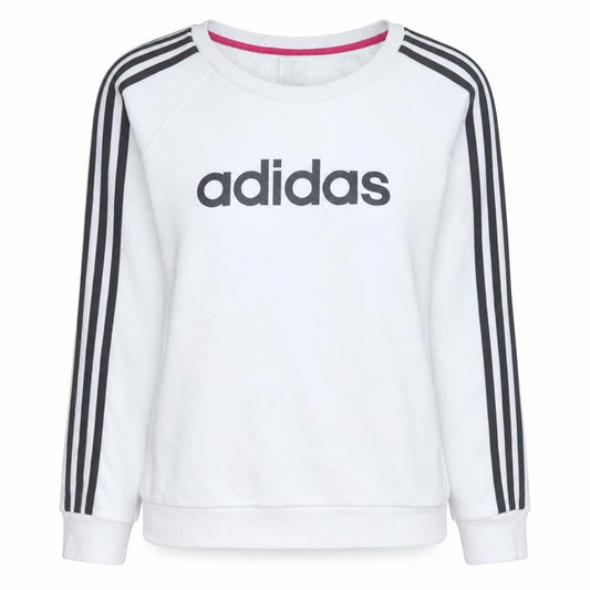 Adidas Womens White XL Pullover Sweatshirt with Logo Sleeves