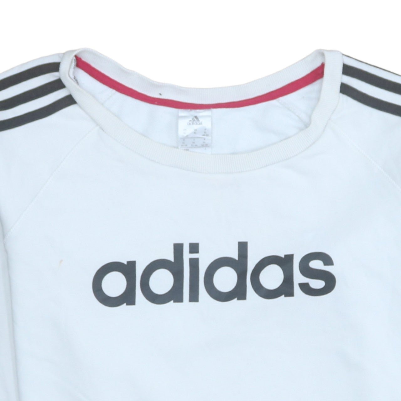 Adidas Womens White XL Pullover Sweatshirt with Logo Sleeves