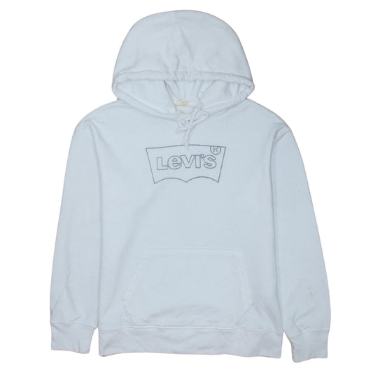 Levi's Men's White Pullover Hoodie Size S Logo Fleece Sweatshirt