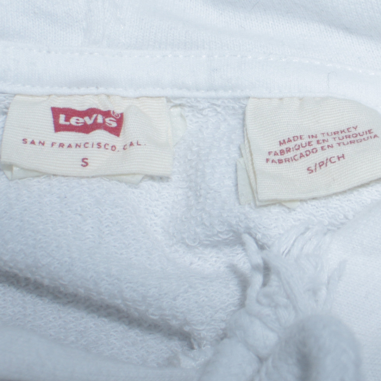 Levi's Men's White Pullover Hoodie Size S Logo Fleece Sweatshirt