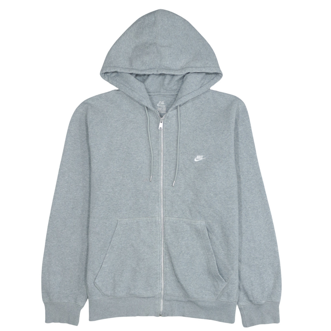 Nike Mens Grey Full Zip Hoodie L Sportswear Cotton Blend