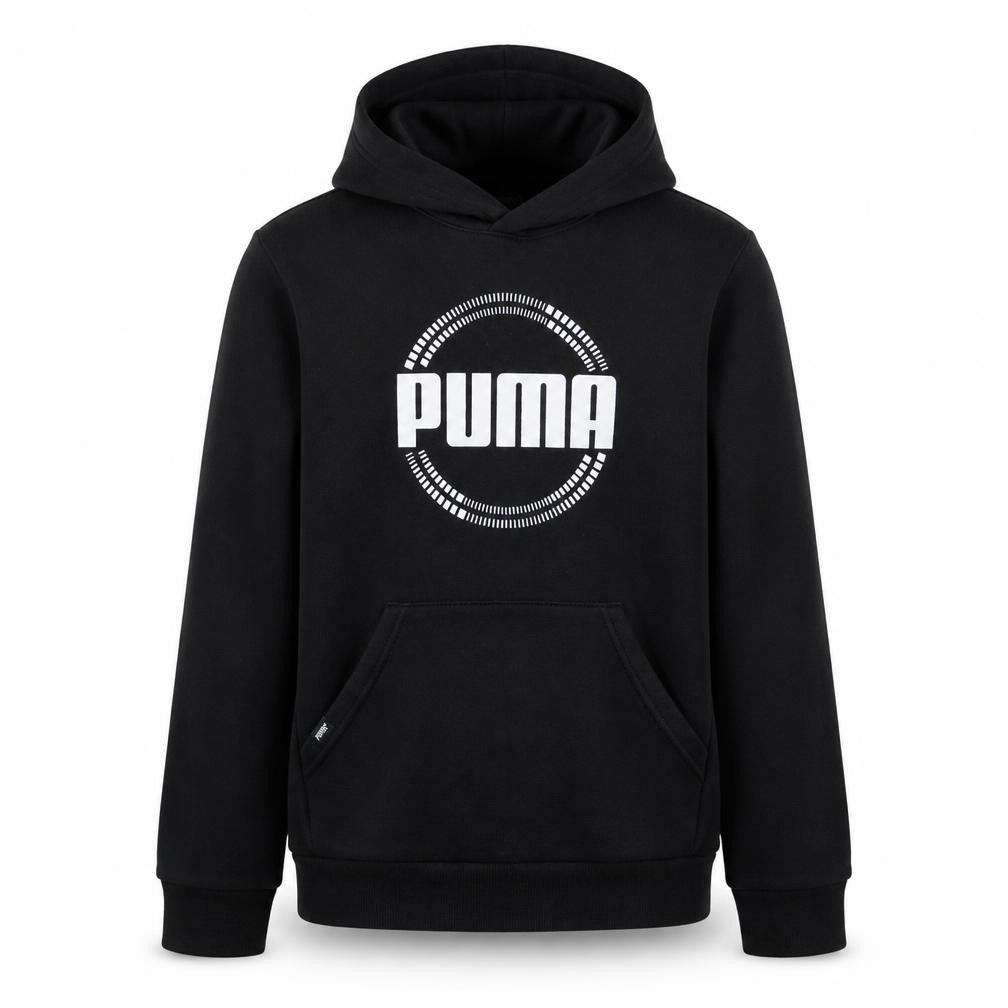 Puma Boys Black Pullover Hoodie 13-14 Years Fleece Hooded Sweatshirt