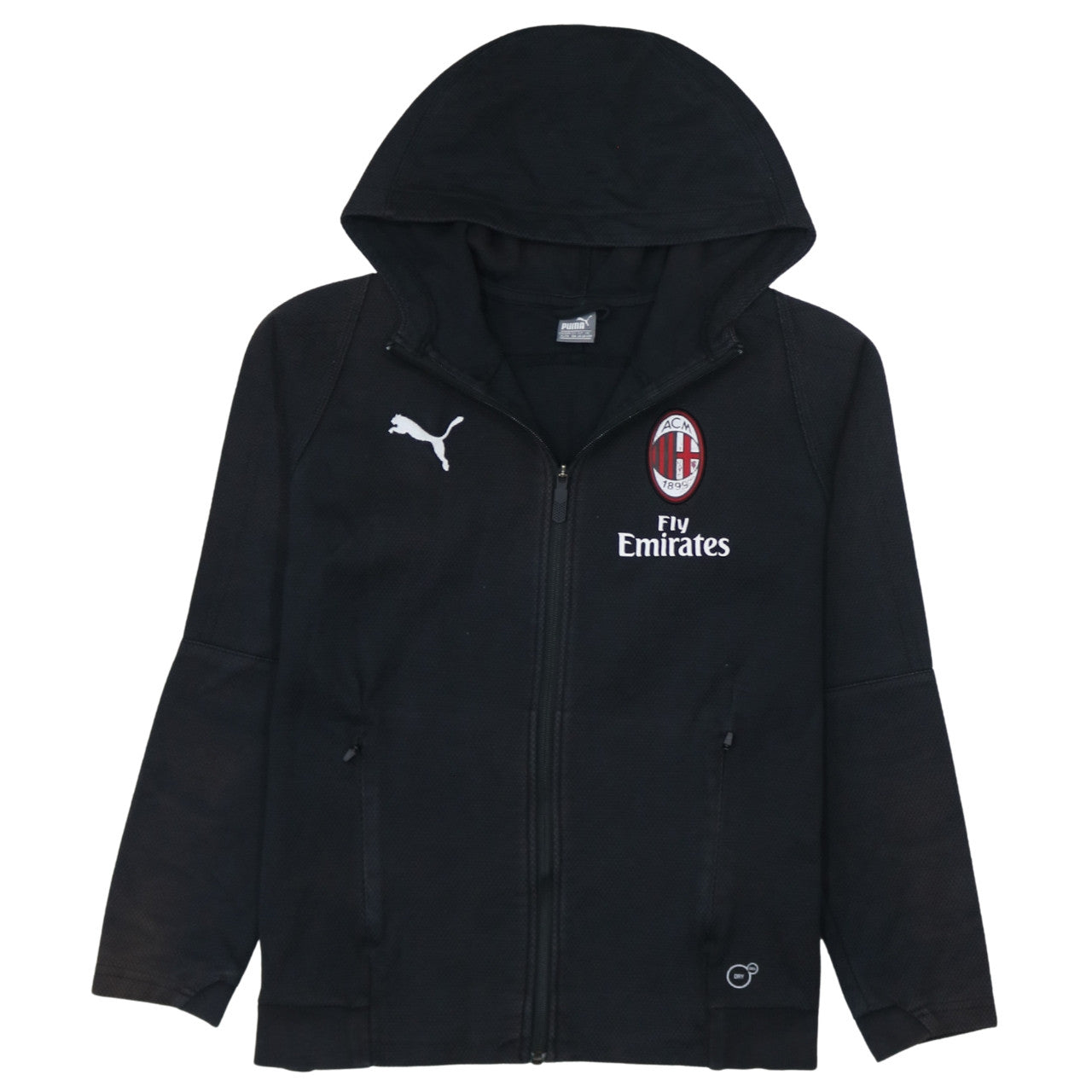 Puma Boys Black AC Milan Full Zip Hoodie 13-14 Years Football Sweatshirt