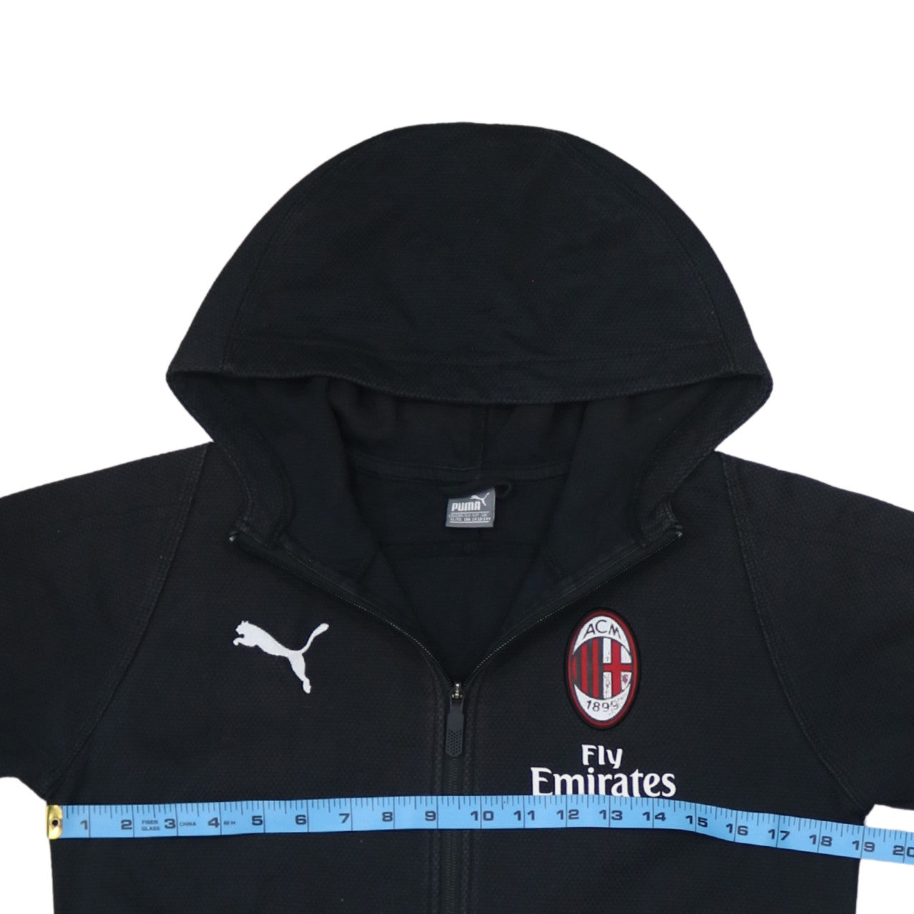 Puma Boys Black AC Milan Full Zip Hoodie 13-14 Years Football Sweatshirt