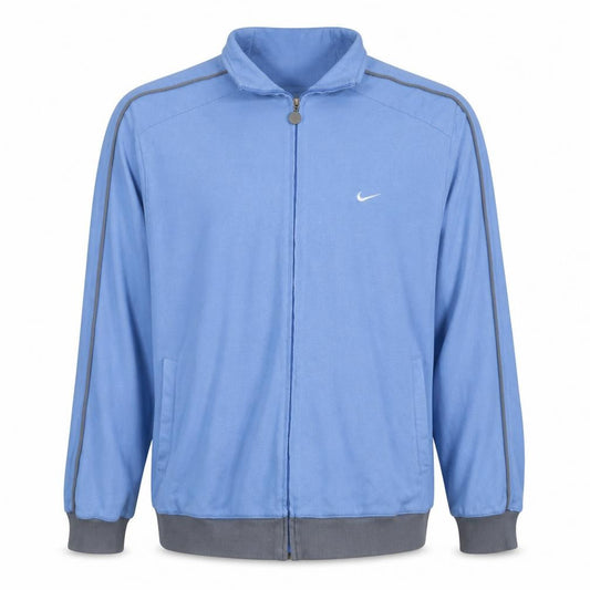 Nike Men Blue XL Track Jacket Full Zip Cotton Blend