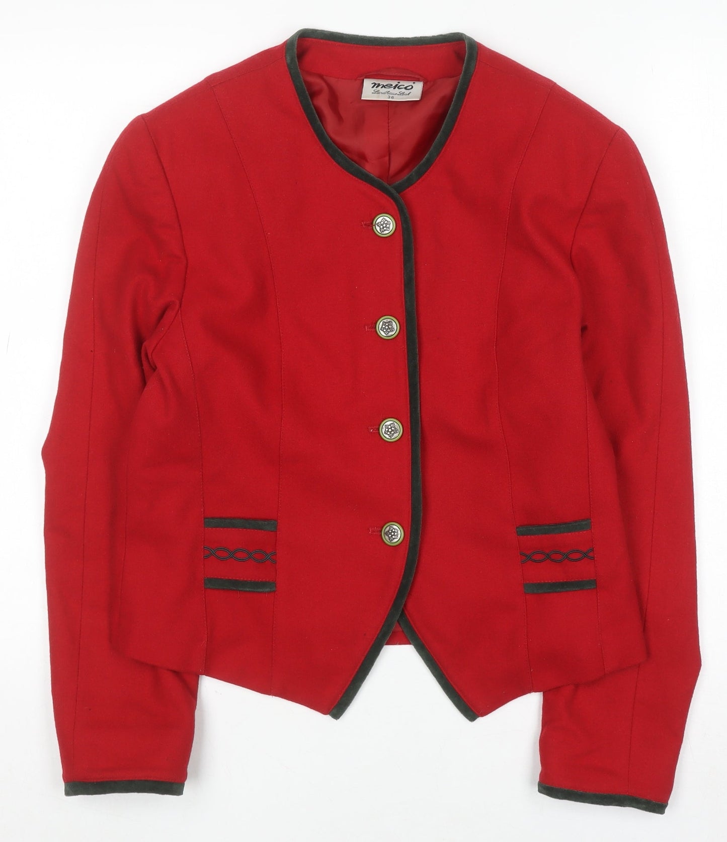 Meico Women’s Red Cotton Blazer Size 10 Country Style Jacket