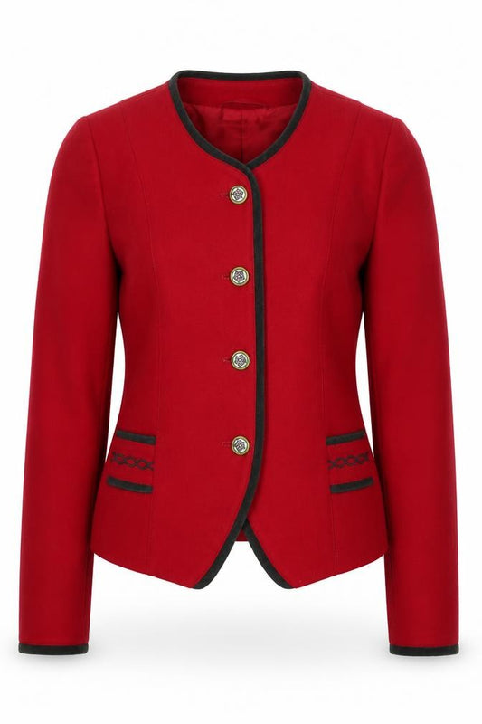 Meico Women’s Red Cotton Blazer Size 10 Country Style Jacket