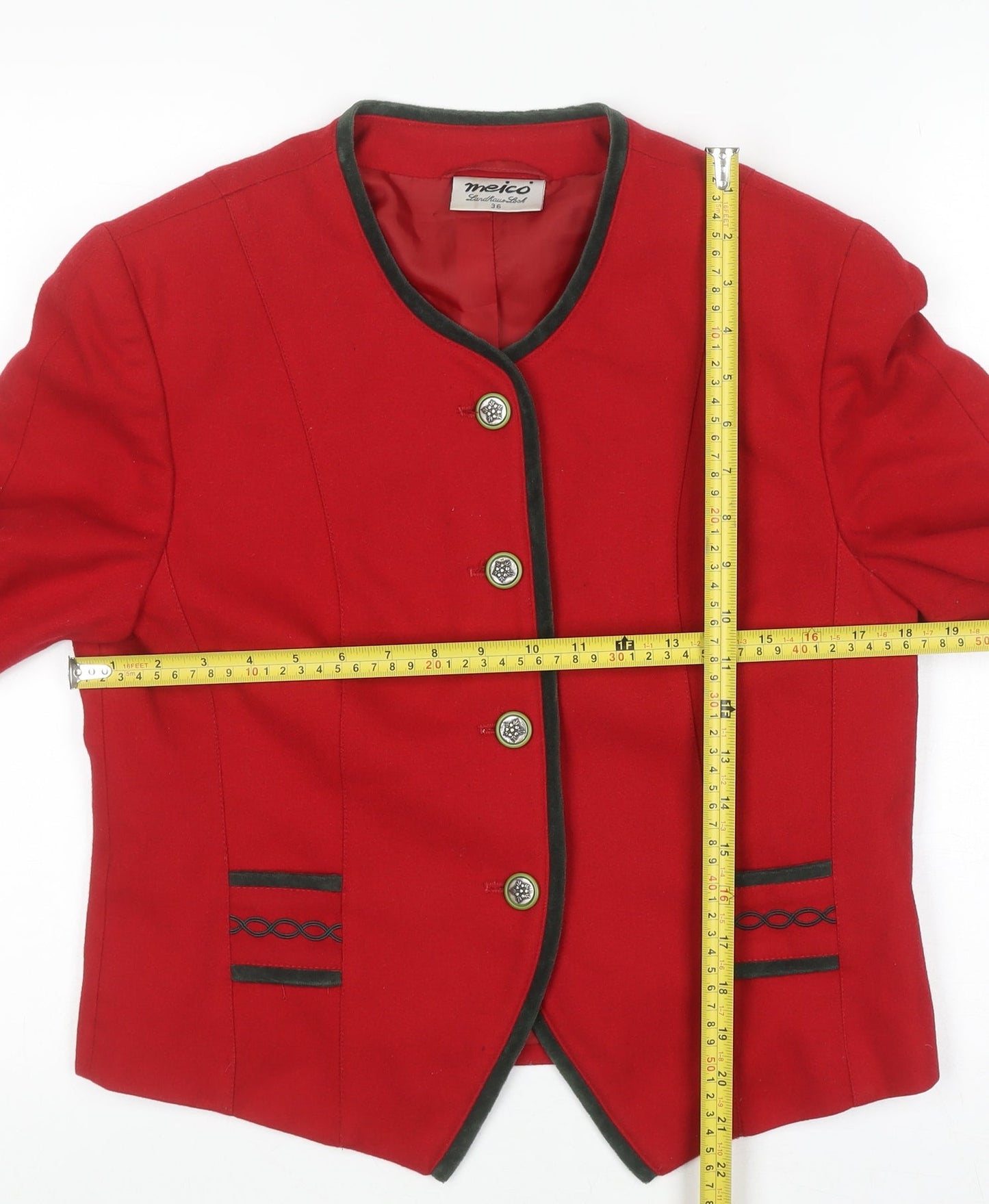 Meico Women’s Red Cotton Blazer Size 10 Country Style Jacket