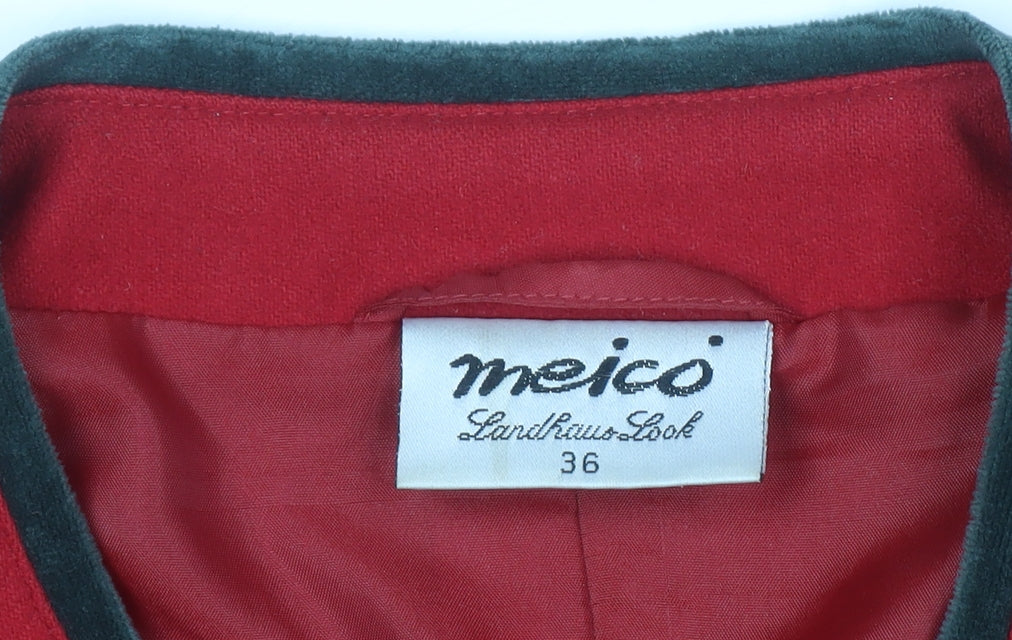 Meico Women’s Red Cotton Blazer Size 10 Country Style Jacket