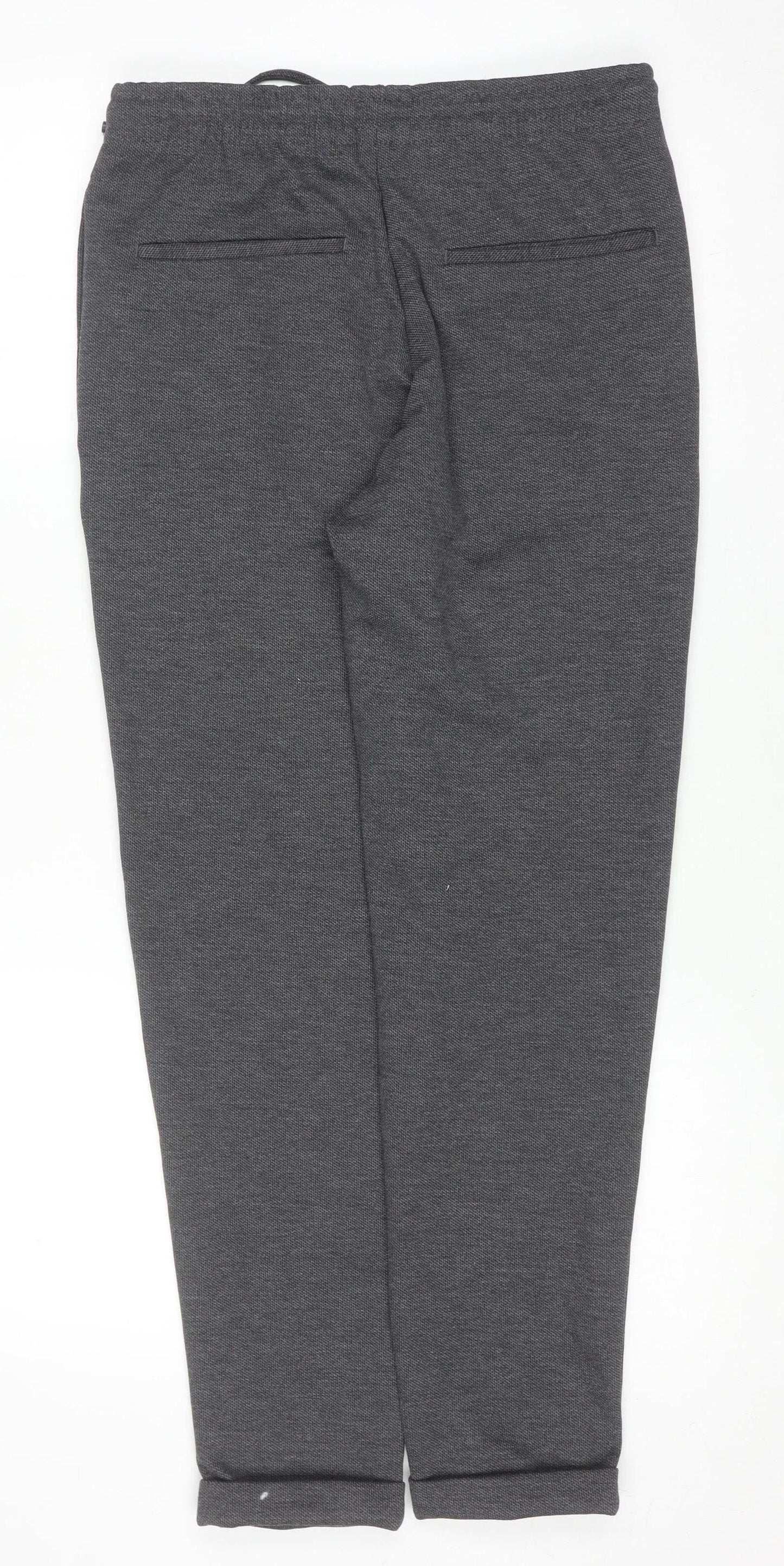 ZARA Men’s Grey Jogger Trousers Size S Elastic Waist Casual