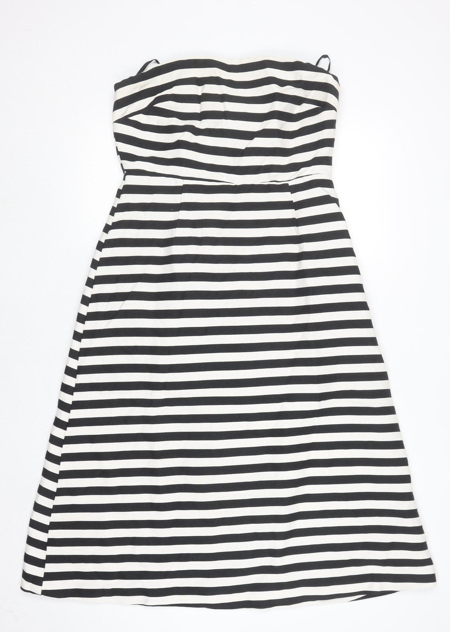 ASOS Women’s Black White Striped Strapless A-Line Dress Size 12
