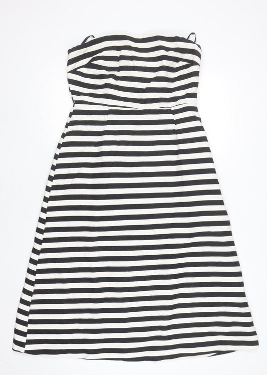 ASOS Women’s Black White Striped Strapless A-Line Dress Size 12