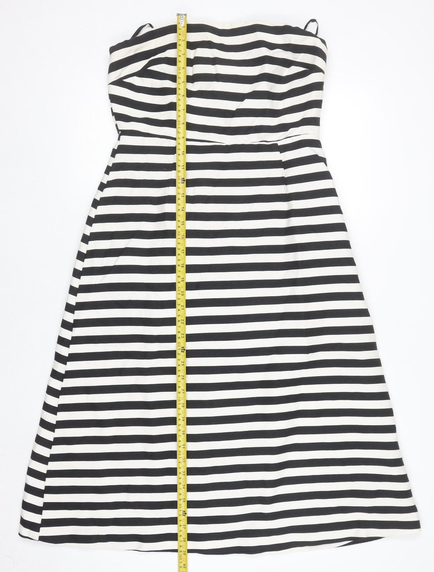 ASOS Women’s Black White Striped Strapless A-Line Dress Size 12