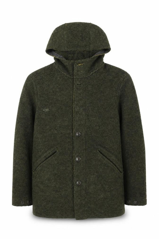 Ganesh Men's Green Wool Blend Hooded Button Coat 2XL