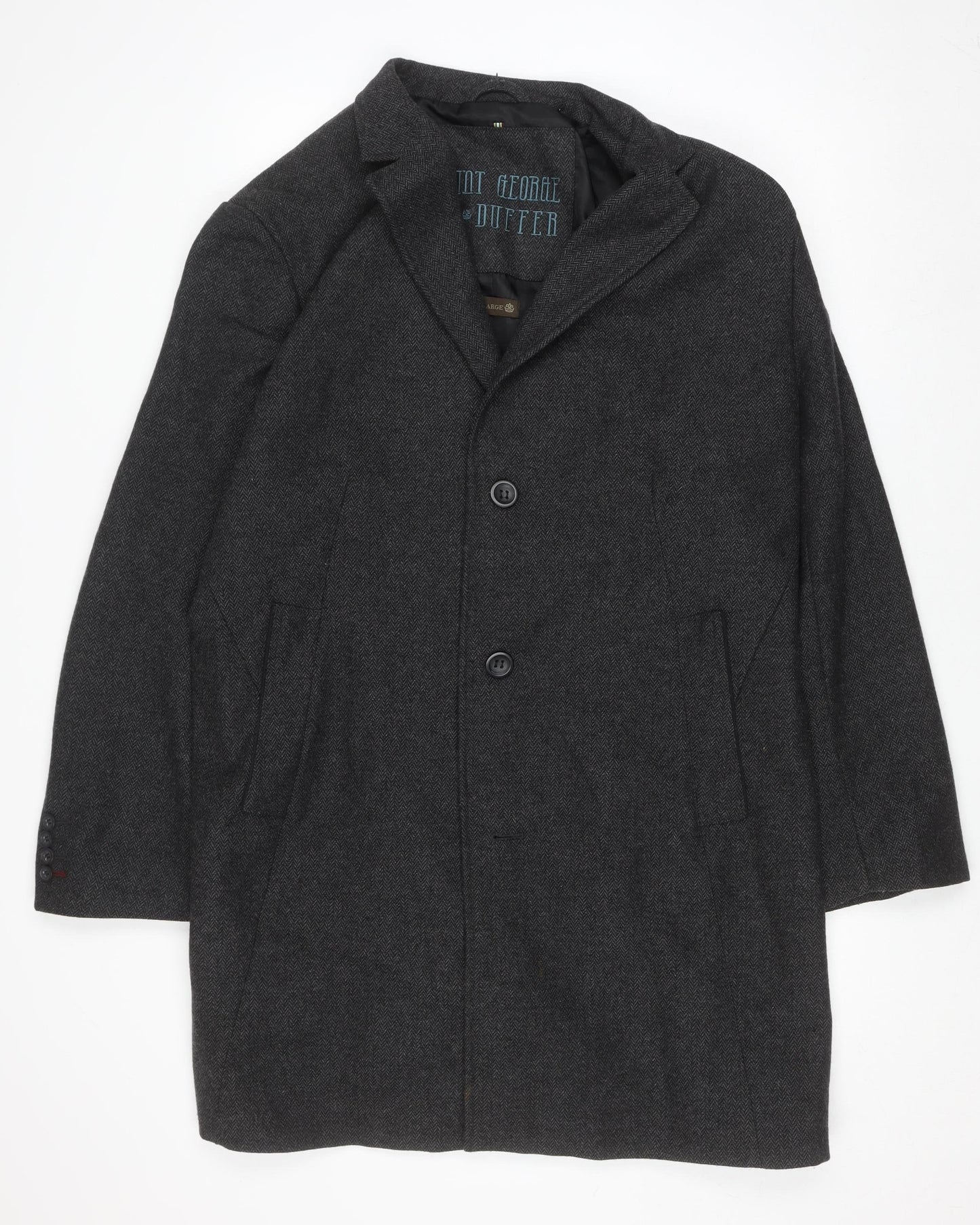 Saint George by Duffer Men's Charcoal Wool Overcoat XXL Classic Style