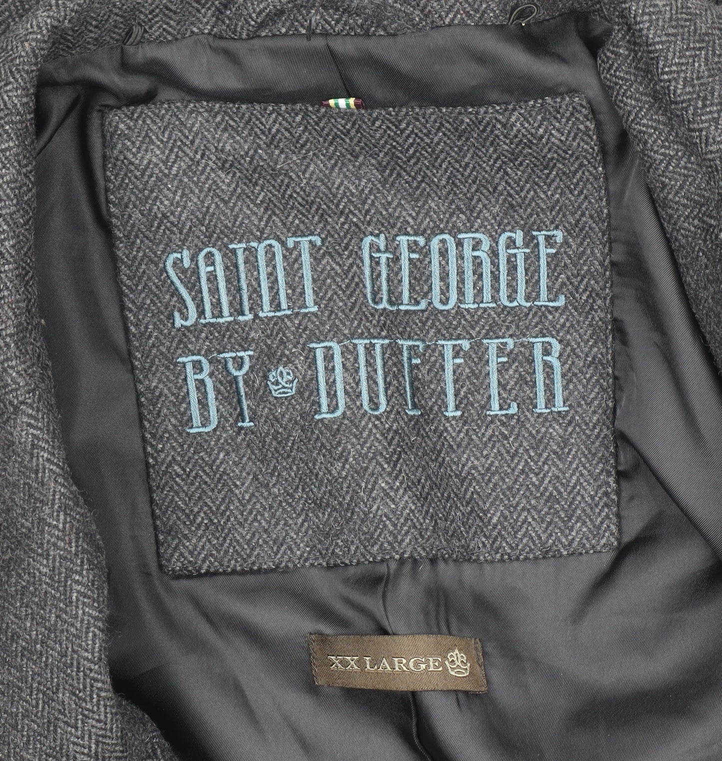 Saint George by Duffer Men's Charcoal Wool Overcoat XXL Classic Style