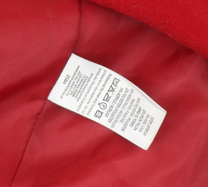 Dorothy Perkins Women's Red Faux Fur Hooded Parka Coat Size 14