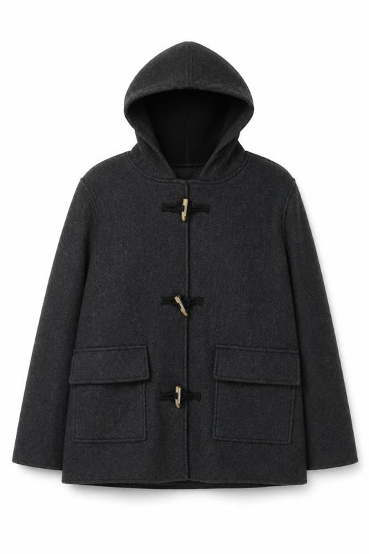Encuentro Men's Grey Hooded Toggle Mid-Length Coat Size 44