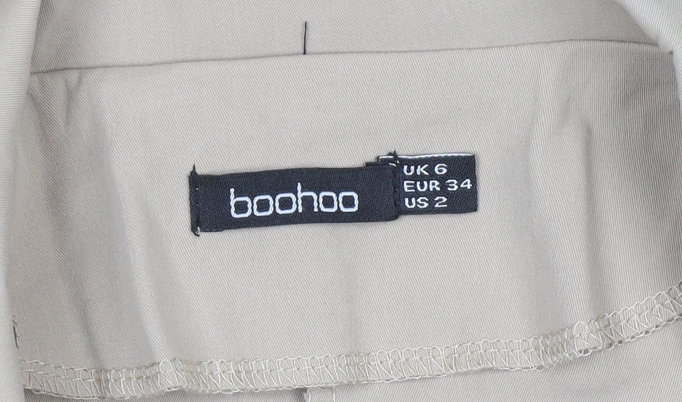 Boohoo Women's Beige Mid-Length Puff Sleeve Blazer UK 6