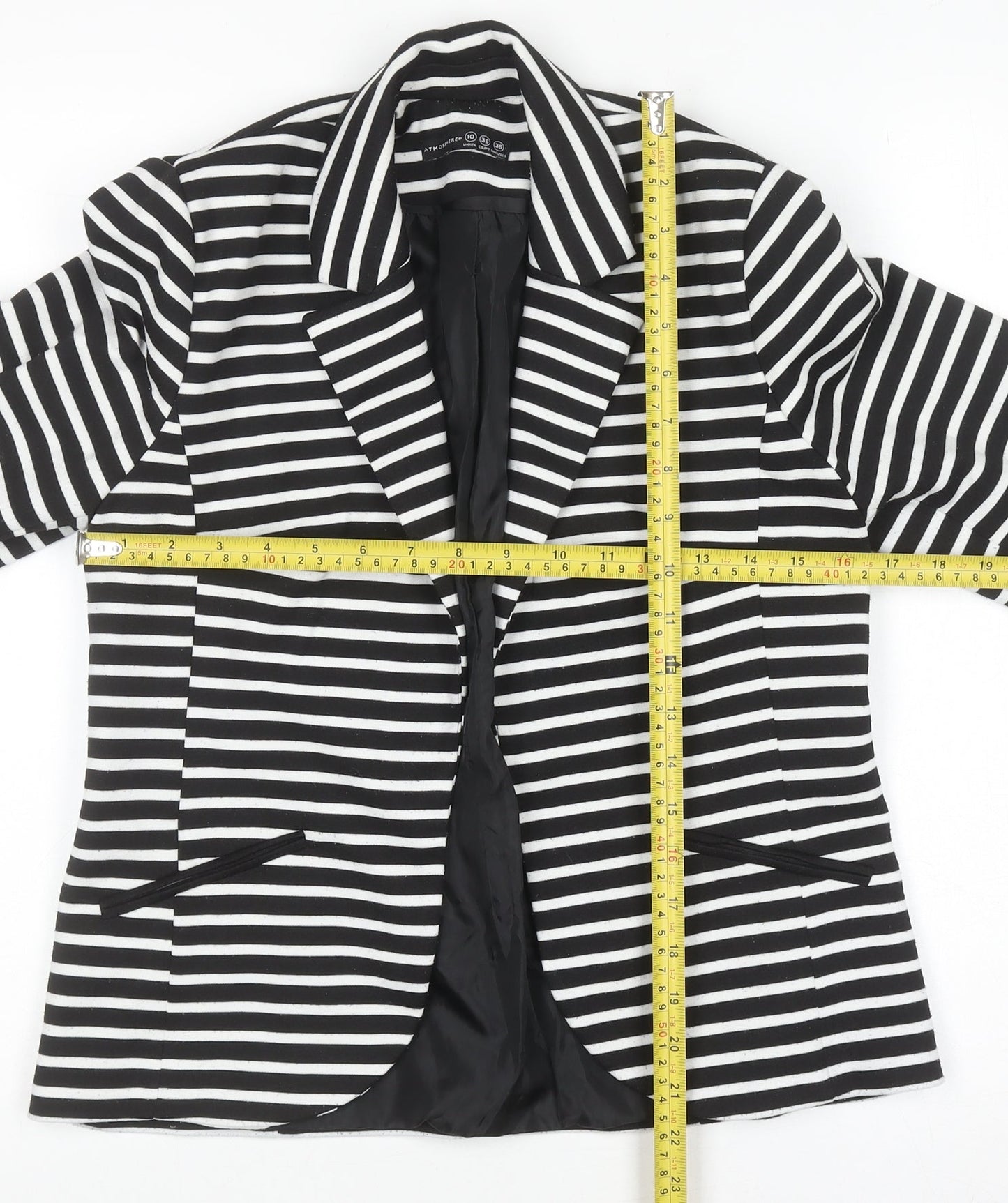 Atmosphere Women’s Black White Striped Blazer Size 10
