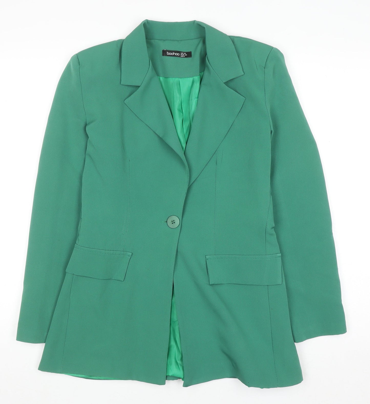 Boohoo Women’s Green Long Sleeve Blazer Jacket UK 12