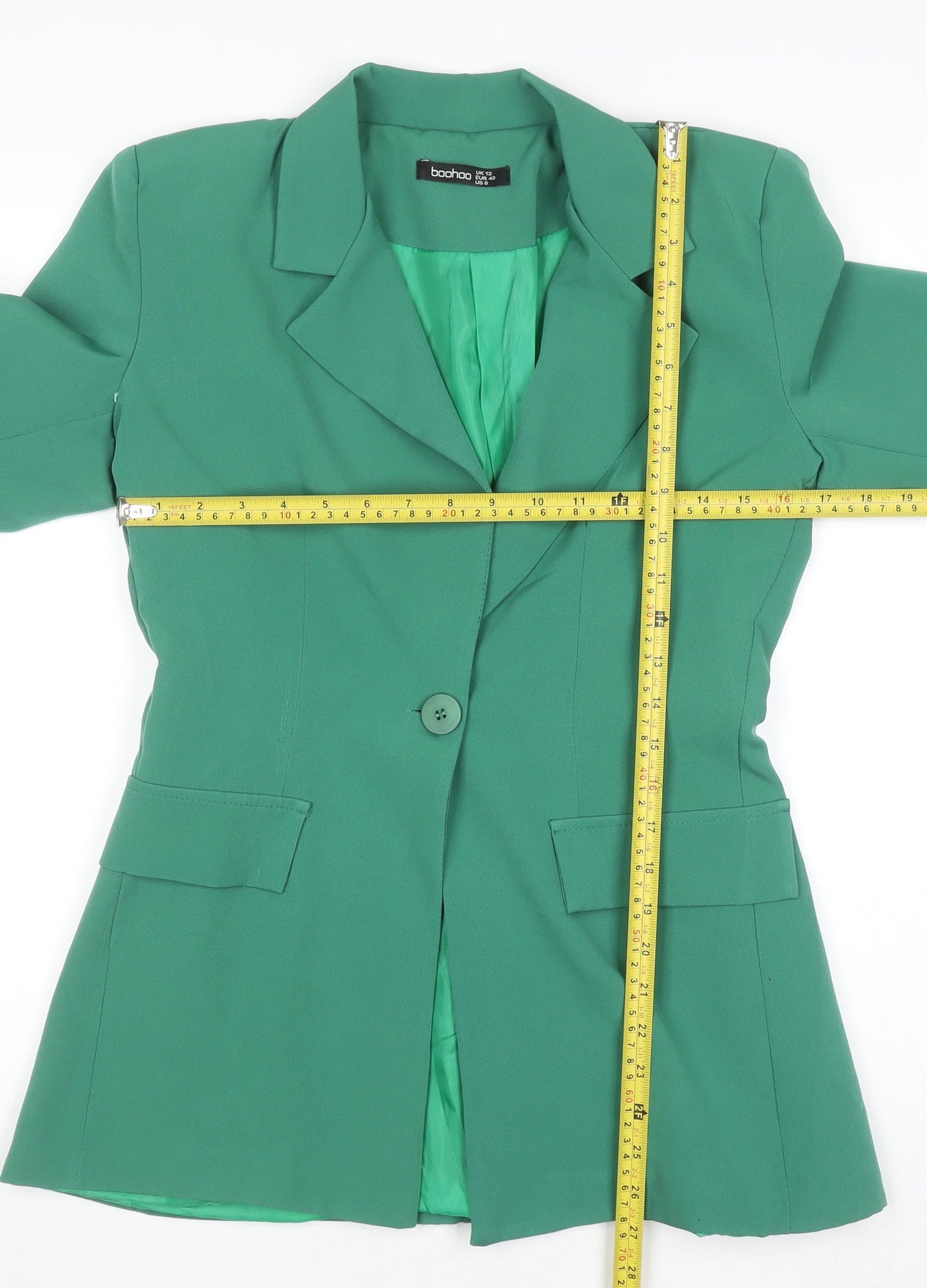 Boohoo Women’s Green Long Sleeve Blazer Jacket UK 12