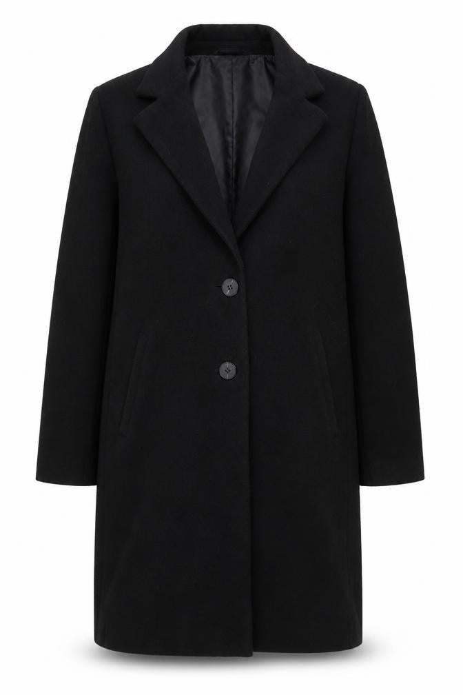 ZARA Women Black Mid-Length Polyester Overcoat Size L