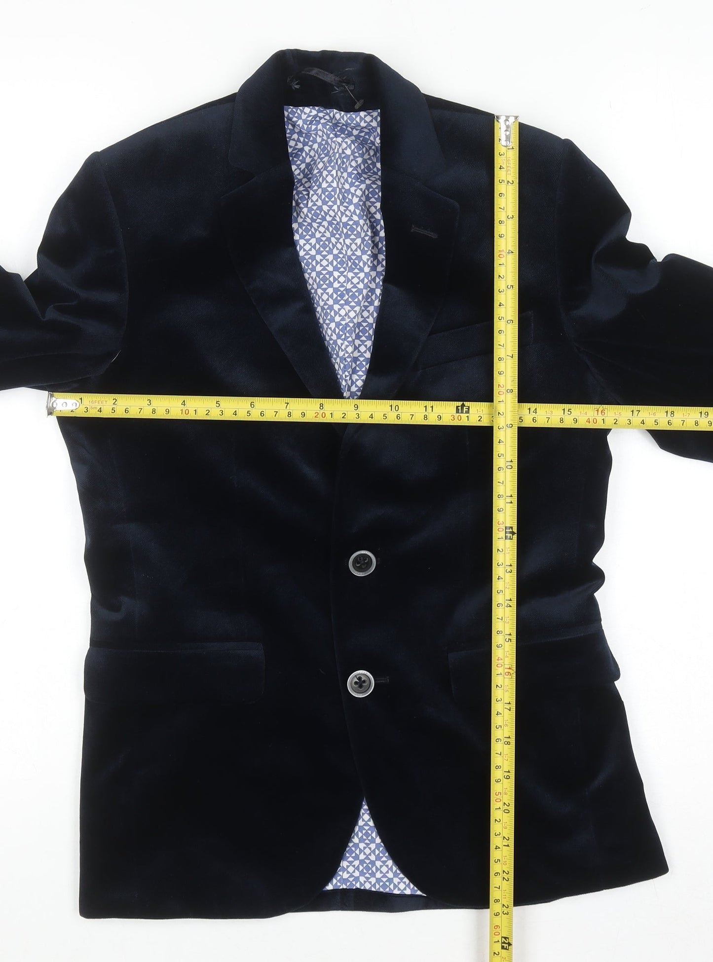 1880 Club Teens Blue Velvet Blazer Jacket Size 8 Formal Single Breasted