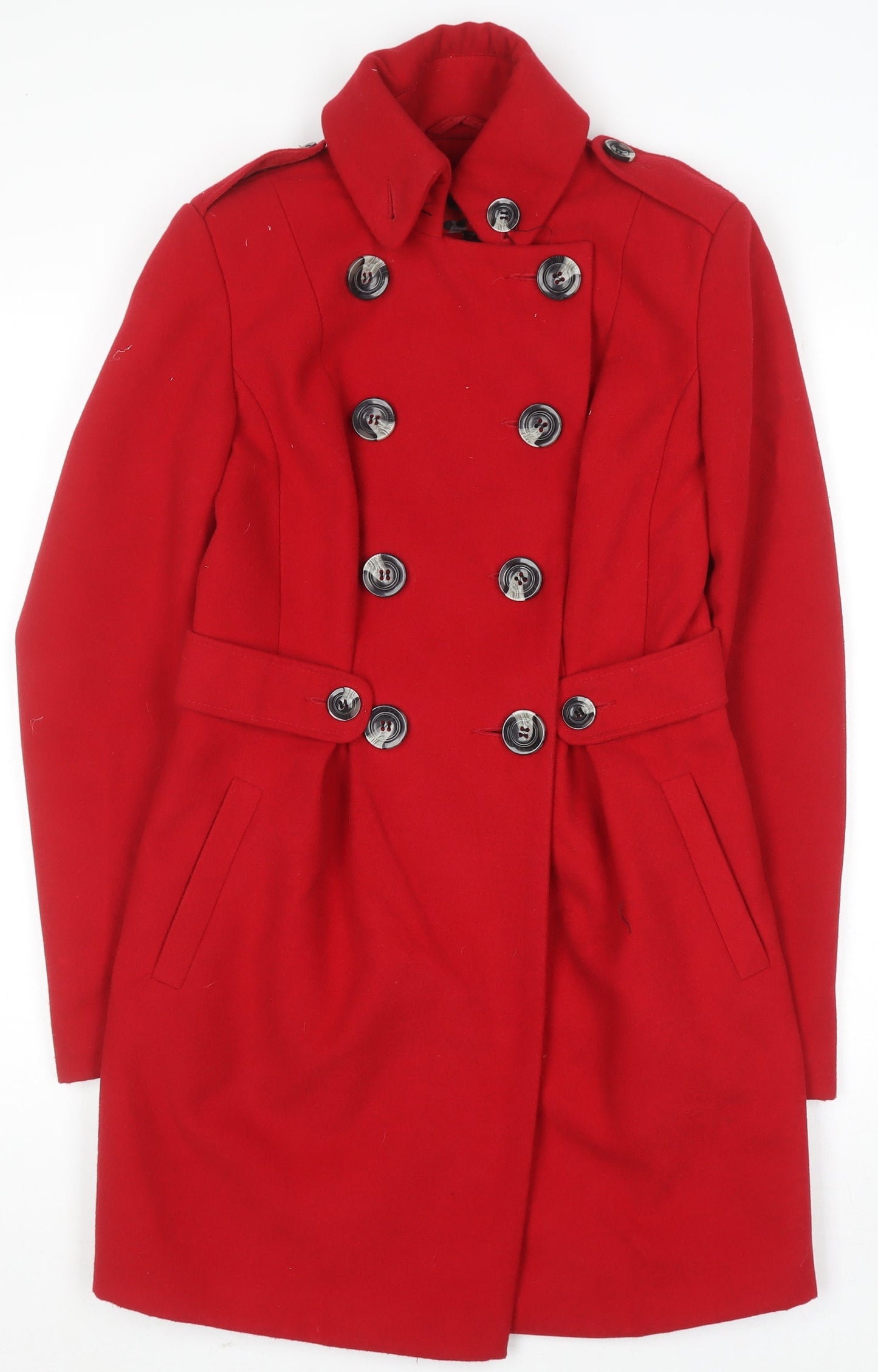 Next Women's Red Double-Breasted Pea Coat Size 6